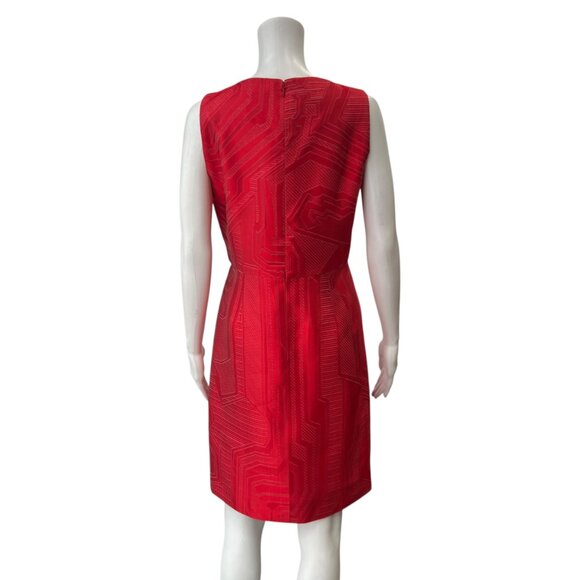 Fendi Red Geometric Dress sleeveless v-neck zip closure no material tag - Picture 5 of 8